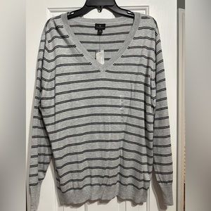XXL Worthington Fitted Long Sleeve Striped V-Neck